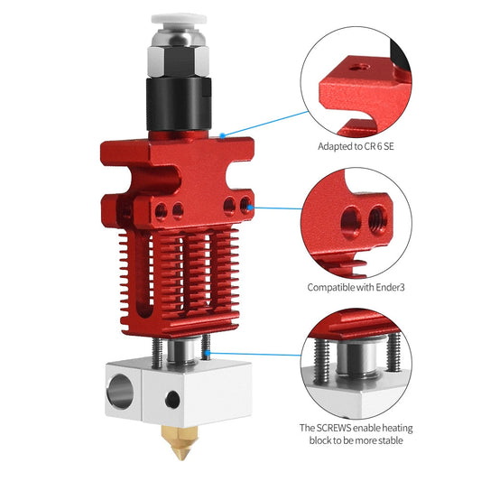 3D Printer CR-6 SE Assembled Full Extruder Hotend Kit Mk8 Nozzle With Heating/Cooling/Leveling System Heating Block For Ender 3 customize