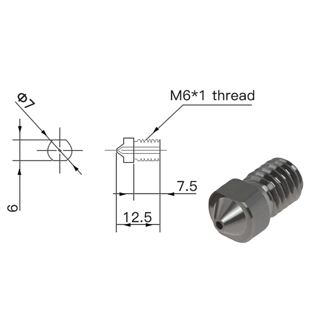 Custom 3D Printer Nozzle Hardened Steel Die Steel Nozzle For E3D V6 Thread Extruder Hotend Nozzle 1.75mm Filament For Prusa I3