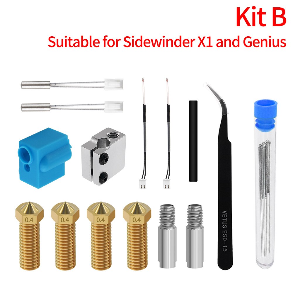 3D Printer Parts Genius Titan Extruder Nozzle Silicone Sleeve Thermal Resistor Heating Pipe Kit For 3D Printer Sidewinder X 1 customize