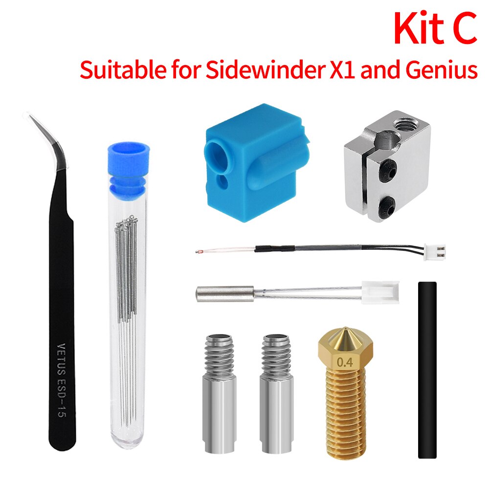 3D Printer Parts Genius Titan Extruder Nozzle Silicone Sleeve Thermal Resistor Heating Pipe Kit For 3D Printer Sidewinder X 1 customize