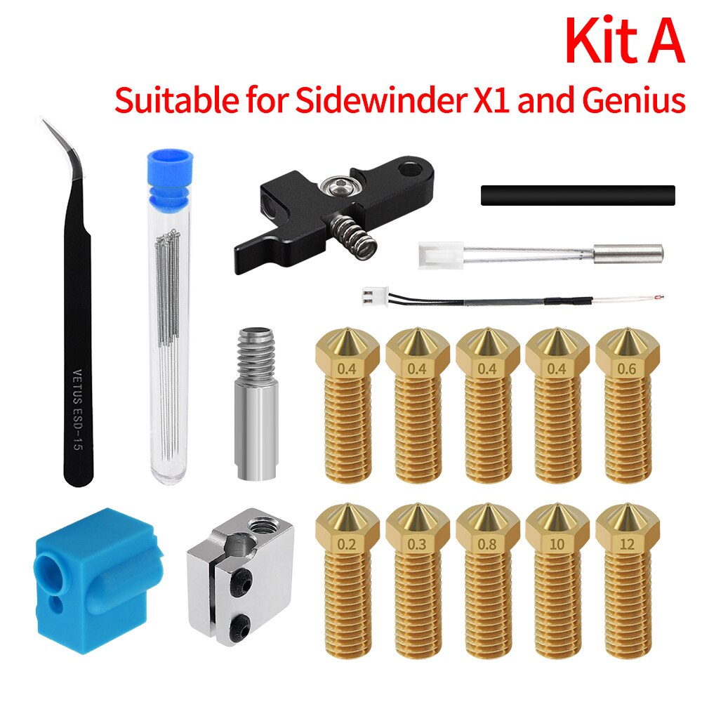 3D Printer Parts Genius Titan Extruder Nozzle Silicone Sleeve Thermal Resistor Heating Pipe Kit For 3D Printer Sidewinder X 1 customize