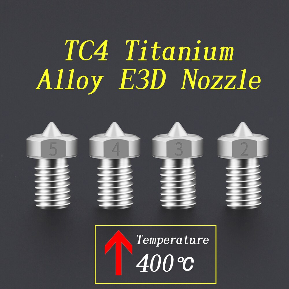 3D Printer Parts TC4 Titanium Alloy Nozzle E3D V5 V6 High Strength Nozzle M6 Thread  J-head Hotend Extruder 1.75MM Filament customize