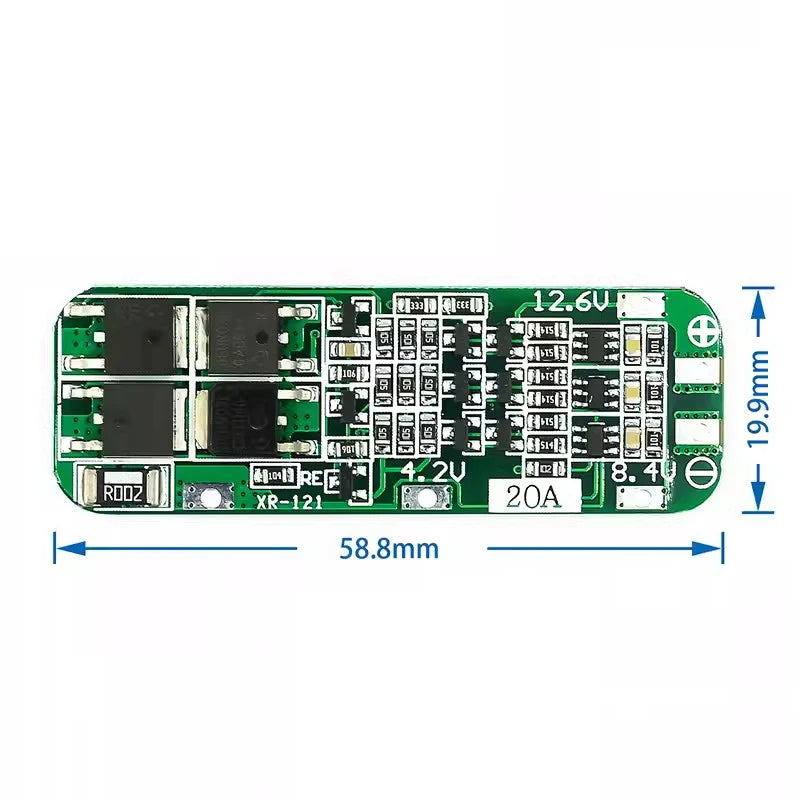 Custom 3S 20A Li-ion Lithium Battery 18650 Charger PCB BMS Protection Board For Drill Motor 12.6V Lipo Cell Module 64x20x3.4mm