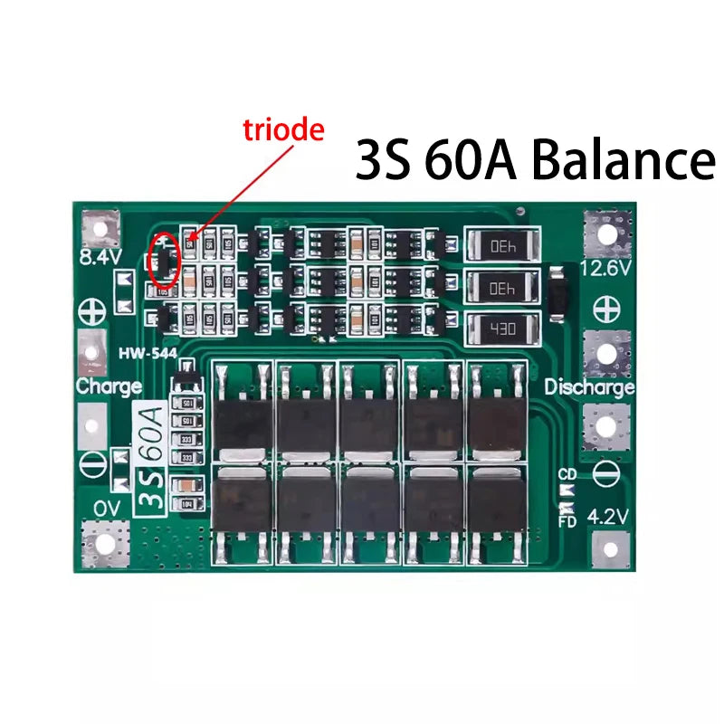 Custom 3S/4S 40A 60A Li-ion Lithium Battery Charger Protection Board 18650 BMS For Drill Motor 11.1V 12.6V/14.8V 16.8V Enhance/Balance
