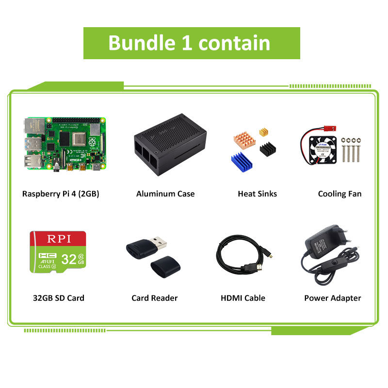 Raspberry Pi 4 Model B Kit 2GB/4GB/8GB Aluminum Case+Heat Sinks+Cooling Fan+ Card Reader+MDMI Cable+Power Adapter+pi 4 3 buyers customize