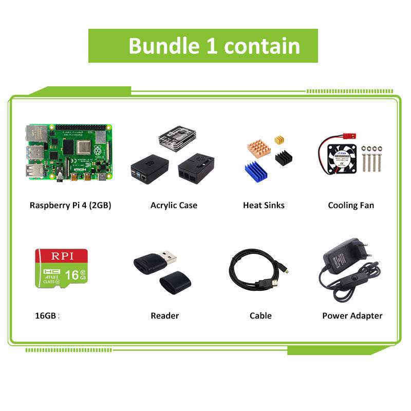 Original Raspberry Pi 4B Kit  5V 3A Power Adapter + Cooling Fan + Heat Sinks for Raspberry Pi 4 Model B customize