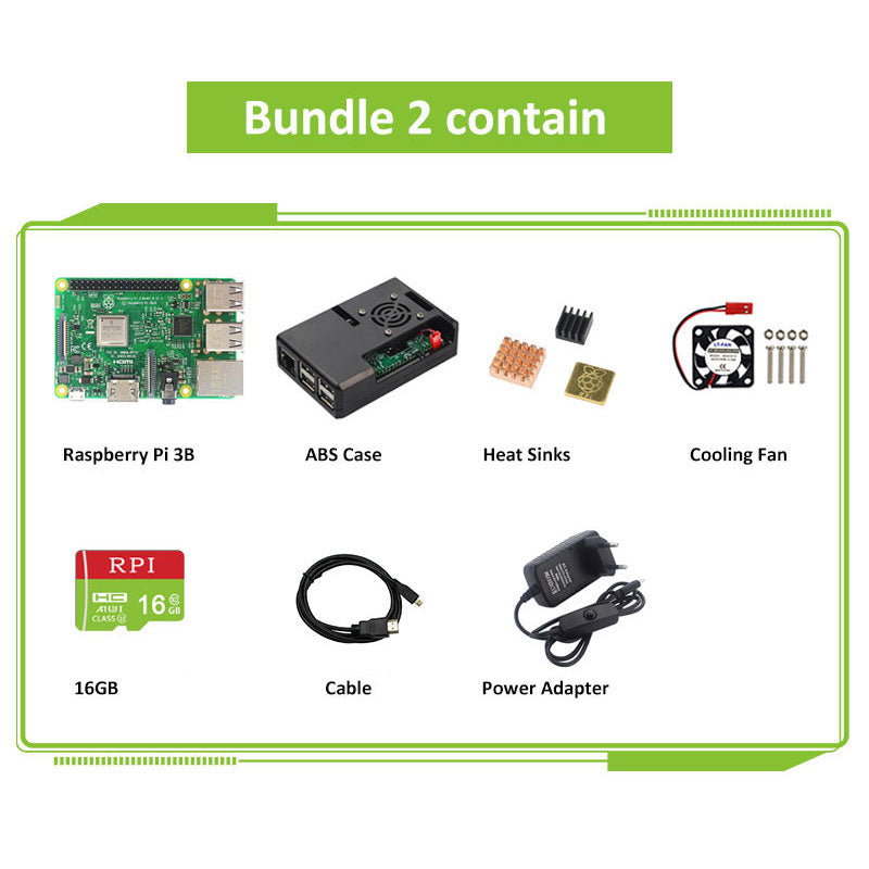 Raspberry Pi 3 Model B or Raspberry Pi 3 Model B Plus Board + ABS Case + Power Supply Mini PC Pi 3B/3B+ with WiFi customize