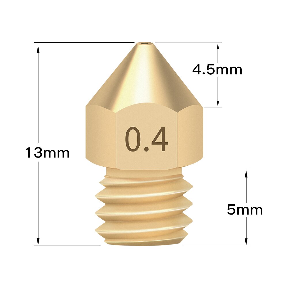 Custom 5PCS 3D Printer MK8 Nozzle Accessory 0.4mm For CR-10 For Ender 3 For Anet A8 for Creality CR-10 CR-10S S4 S5 for 3D printer