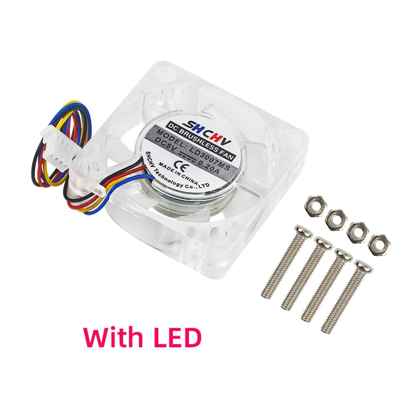 Custom 5V 3007 Fan PWM Speed Adjustable CPU Cooling Radiator JST Interface Optional LED with M2.5 Screws Nutsfor     Pi 5 4G 8G