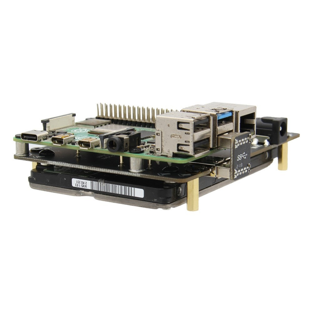 5V 3A Type-C Power Adapter  +  X825 V2.0 2.5 inch SATA HDD/SSD Board for Raspberry Pi 4 Model B