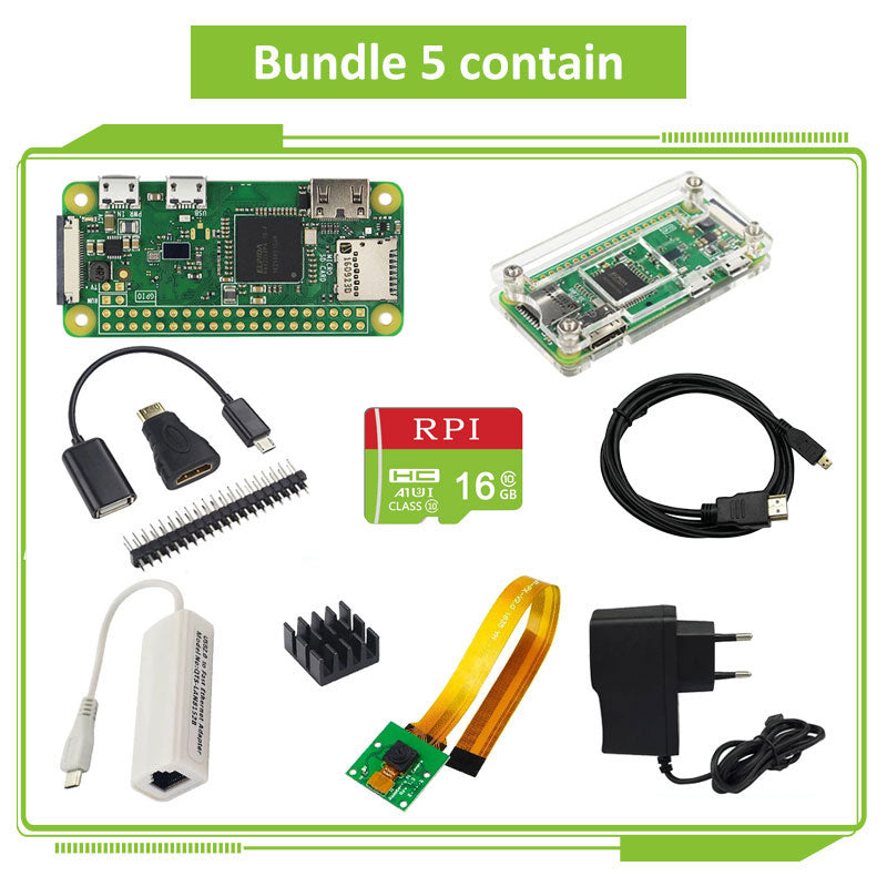 Raspberry Pi Zero W Kit + Acrylic Case + GPIO Header + Heat Sink + Power Supply +Camera Option 1GHz CPU 512Mb RAM Raspberry Pi W customize