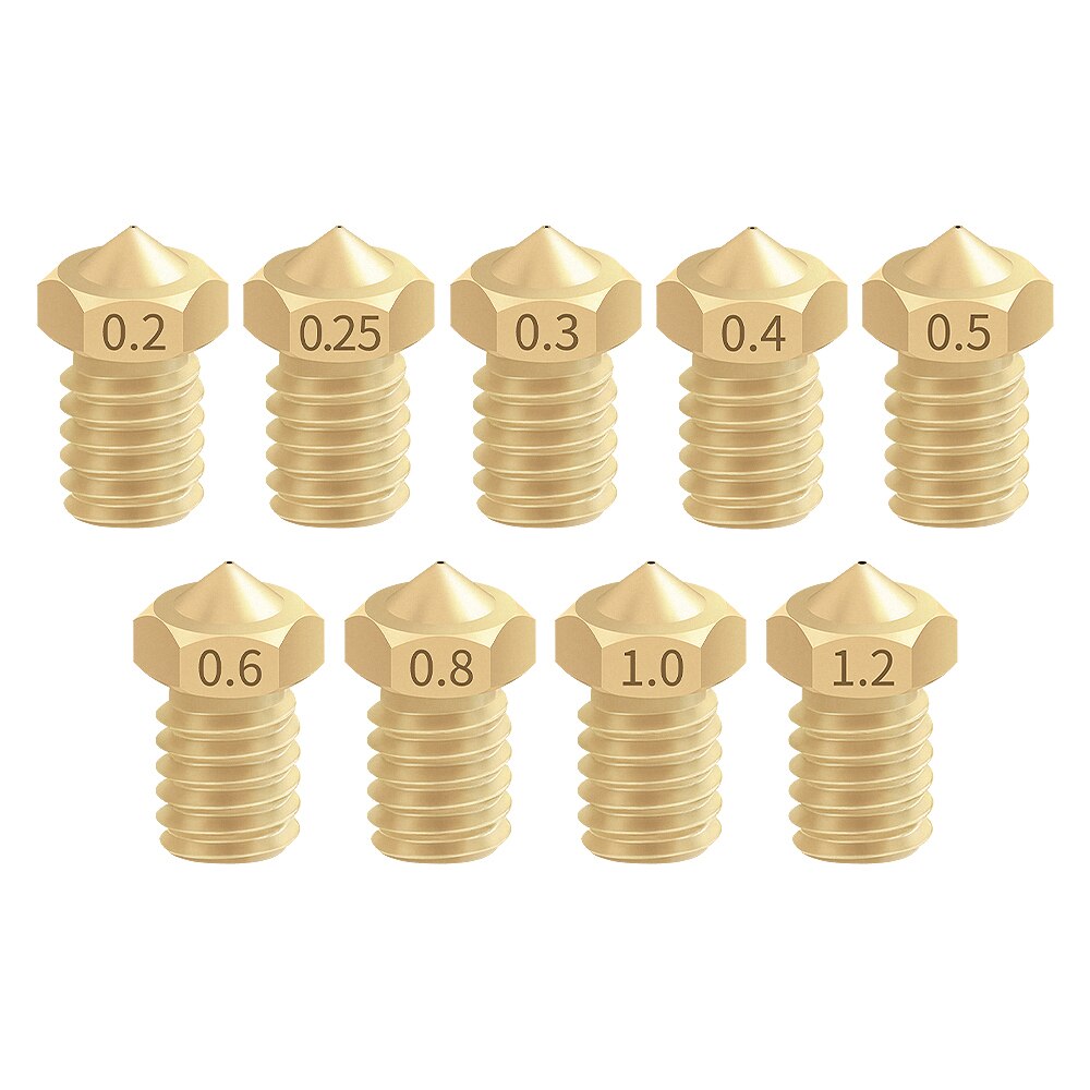 5pcs E3D M6 Threaded Nozzle Full Metal 0.2/0.3/0.4/0.5/0.6mm Optional for 1.75/3.0mm Filament V5 V6 Hotend Extruder 3D Printer customize