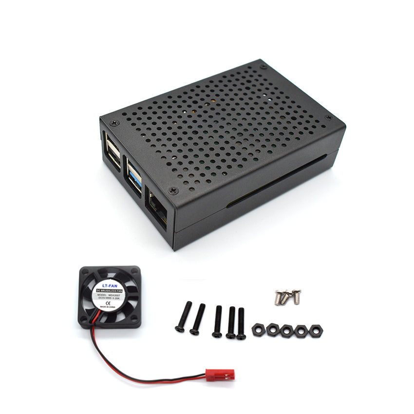 New aluminum alloy Raspberry Pi 4  Case ,black + silver raspberry PI Case, fan cooled LT-4B01-F customize