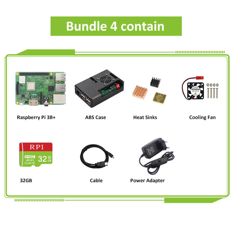 Raspberry Pi 3 Model B or Raspberry Pi 3 Model B Plus Board + ABS Case + Power Supply Mini PC Pi 3B/3B+ with WiFi customize