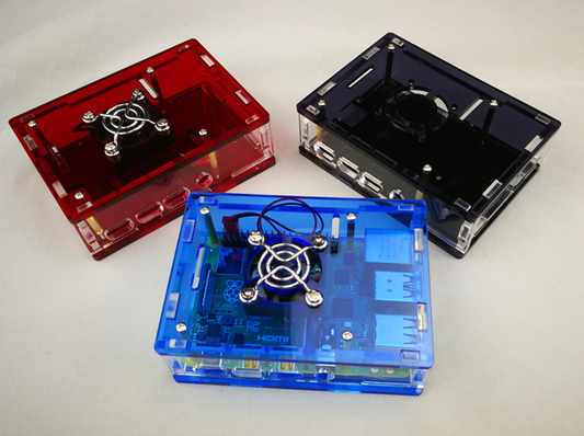 Raspberry Pi 4 acrylic black blue red transparent housing with fan LT-4B16 customize