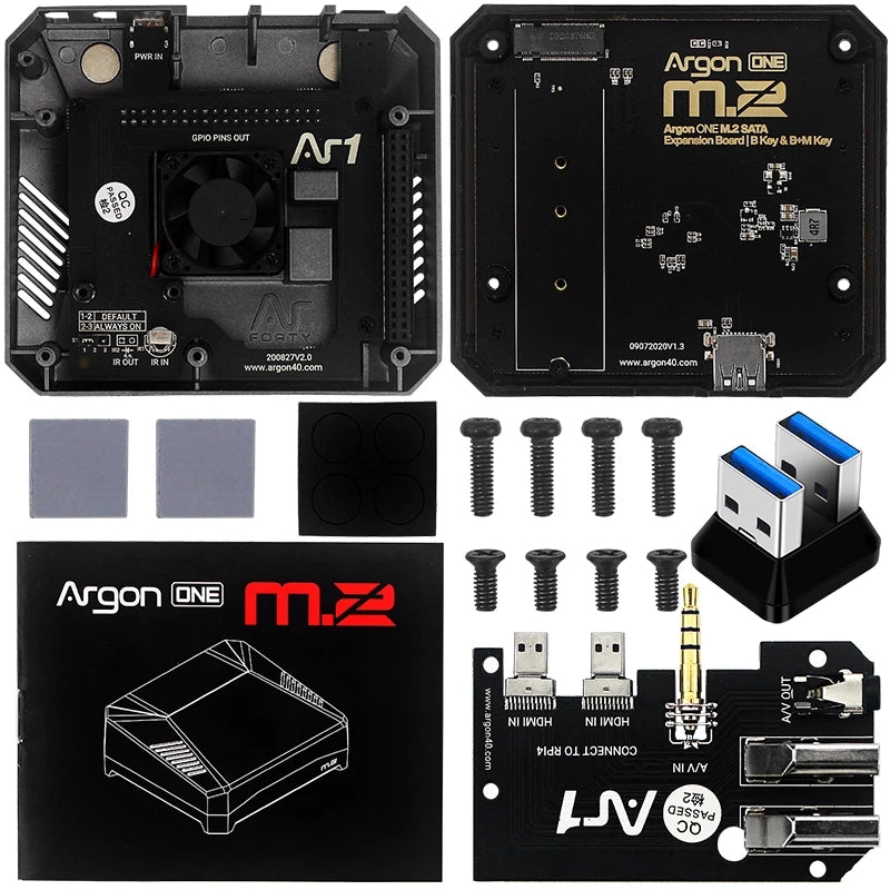 Argon One M.2 Aluminum Case for Raspberry Pi 4 Model B with M.2 SSD Expansion Slot GPIO Cover Cooling Fan for Raspberry Pi 4