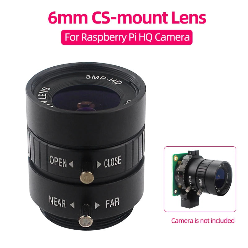 Custom 6mm Lens CS-mount Camera Lens for     Pi High Quality Camera 12.3 MP HQ Camera Mocule