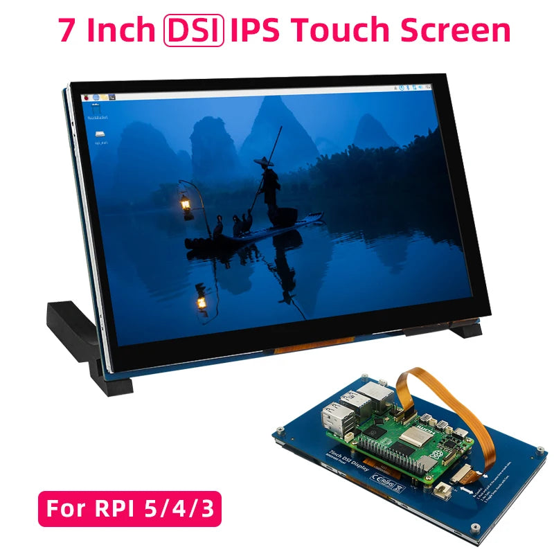 Custom 7 Inch DSI Touch Screen for     Pi 5 4B 3B+ 3B IPS Display 800*480 LCD MIPI CSI Cable With Standard Monitor for RPI 5 Pi5