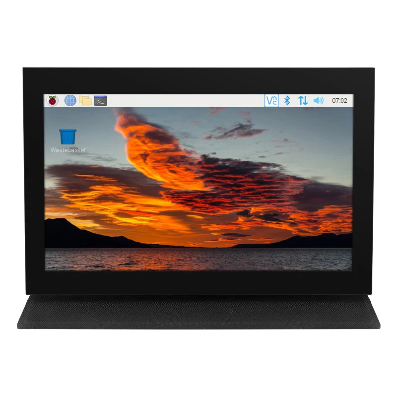 Custom 7 Inch Port Dispaly 1024*600 IPS Touch Screen with Leather Bracket Shell Mini HDMI-compatible Mini PC Monitor for     Pi