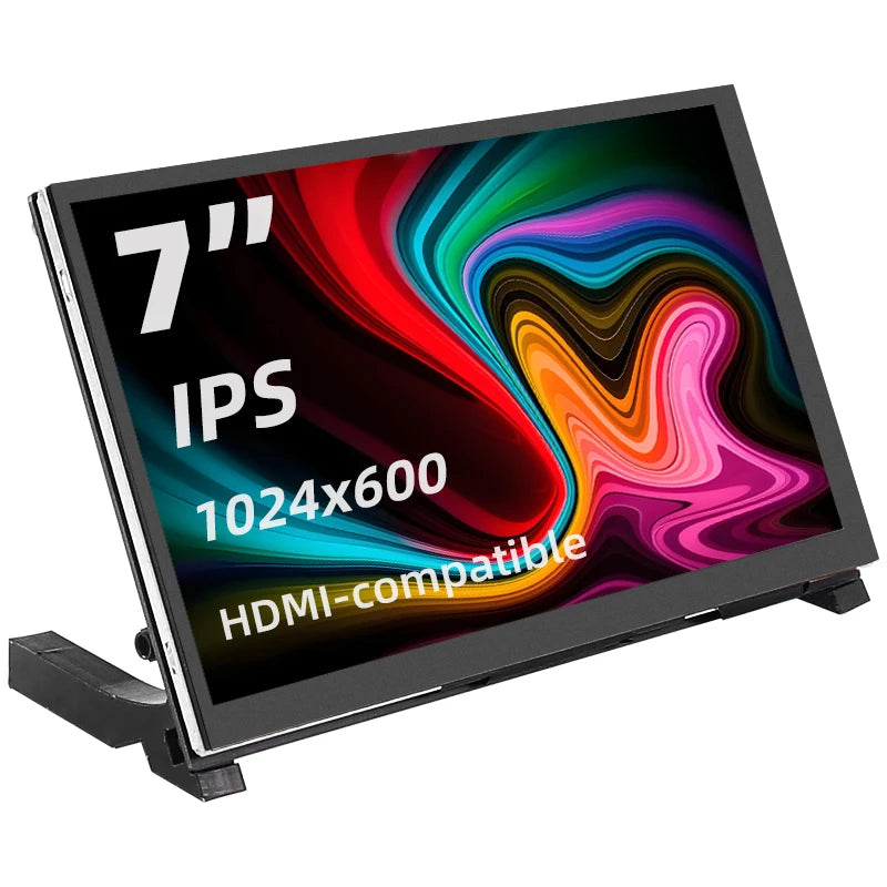 Custom 7 Inch Portable Display IPS LCD Capacitive Touch Screen 1024x600 Monitor Optional Speakers for     Pi Laptop PC