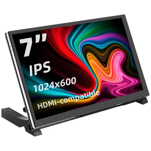 Custom 7 Inch Portable Display IPS LCD Capacitive Touch Screen 1024x600 Monitor Optional Speakers for     Pi Laptop PC