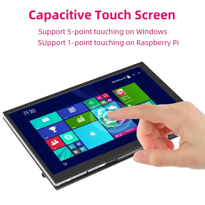 Custom 7 Inch Portable Display IPS LCD Capacitive Touch Screen 1024x600 Monitor Optional Speakers for     Pi Laptop PC