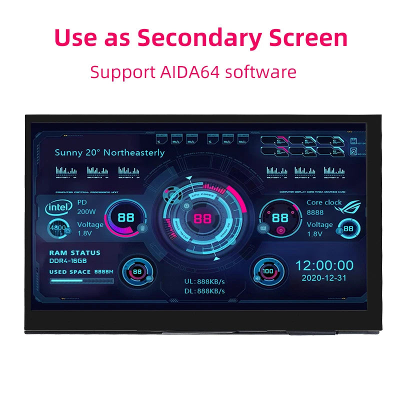 Custom 7 Inch Portable Display IPS LCD Capacitive Touch Screen 1024x600 Monitor Optional Speakers for     Pi Laptop PC