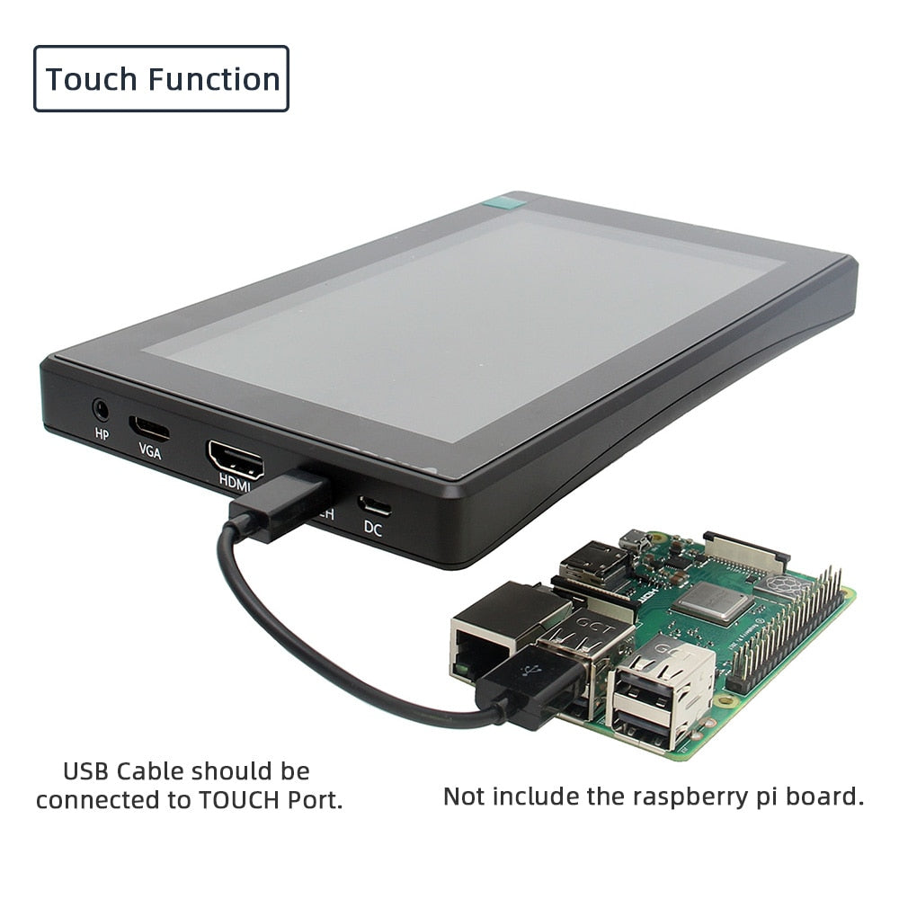 7 inch 1024x600 IPS Capacitive Touch Screen 7" Monitor Display w/ Case Bracket OSD Menu for Raspberry Pi 4 Model B/ 3B+/ 3B