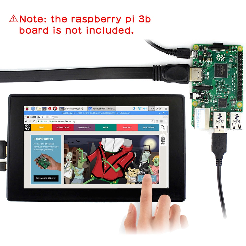 7 inch 1024x600 IPS Capacitive Touch Screen 7" Monitor Display w/ Case Bracket OSD Menu for Raspberry Pi 4 Model B/ 3B+/ 3B