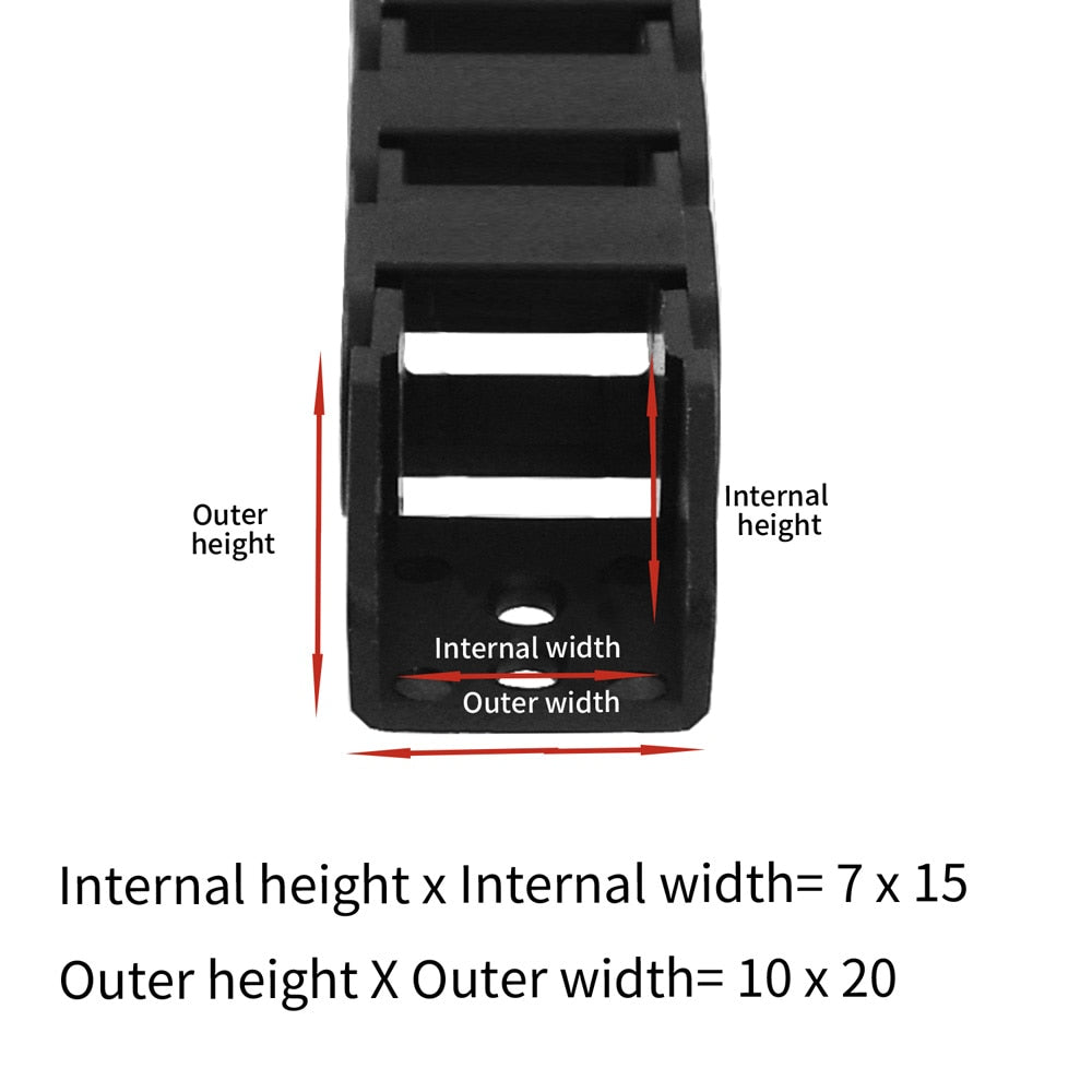 7 x 15mm Plastic Transmission Drag Chain L1000mm Cable Drag Chain Wire Carrier with End Connectors for CNC Router Machine Cable customize