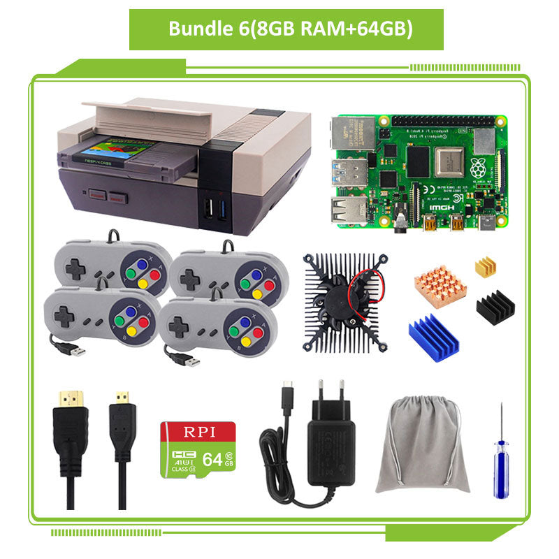 Retroflag Nespi 4 Case Raspberry Pi 4 with Case + 4K HD Video Cable + Gamepads NESPi4 CASE for Raspberry Pi 4 Model B customize