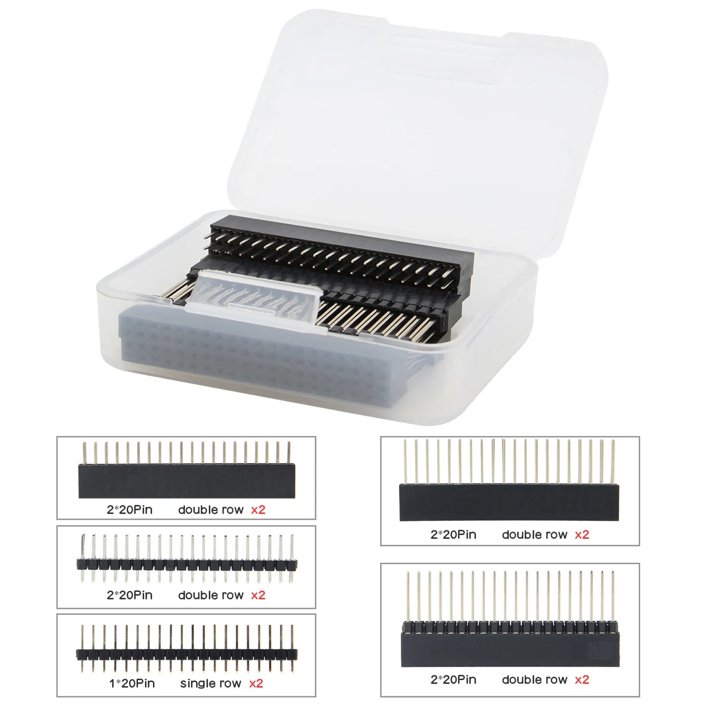 Custom 8PCS GPIO 2*20 Pin Female Header Kit, 40P Stacking Stackable Female Header for     Pi 4 Model B/ 3B+/ 3B/ 2B/ Zero(Zero)
