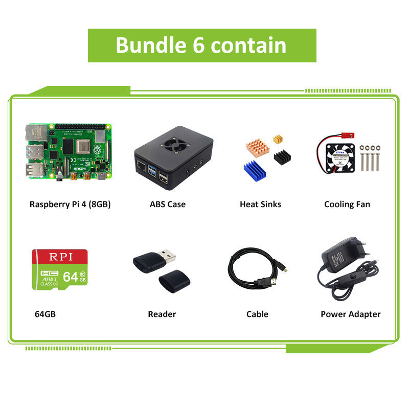 Raspberry Pi 4 Model B 2/4/8GB RAM +Case +Fan +Heat Sink +Power Supply +compatible Cable for Raspberry Pi 4B customize