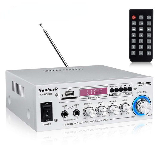 Av Versterker 2.0 Kanaals Audio Home Theater Versterkers Dc 12V 110V/220V Ondersteuning Eq fm Sd Usb 2 Mic 5.0 BT