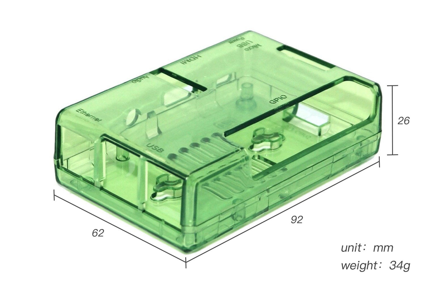 Applicable to Raspberry Pi Injection molded case 3B / 2B+ Transparent green Four colors are available LT-3B317