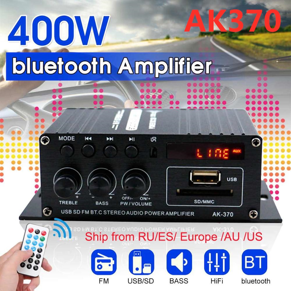 AK35 380 800W Home Digital Amplifiers Audio 110-240V Bass Audio Power BT Amplifier Hifi FM Auto Music Subwoofer Speakers