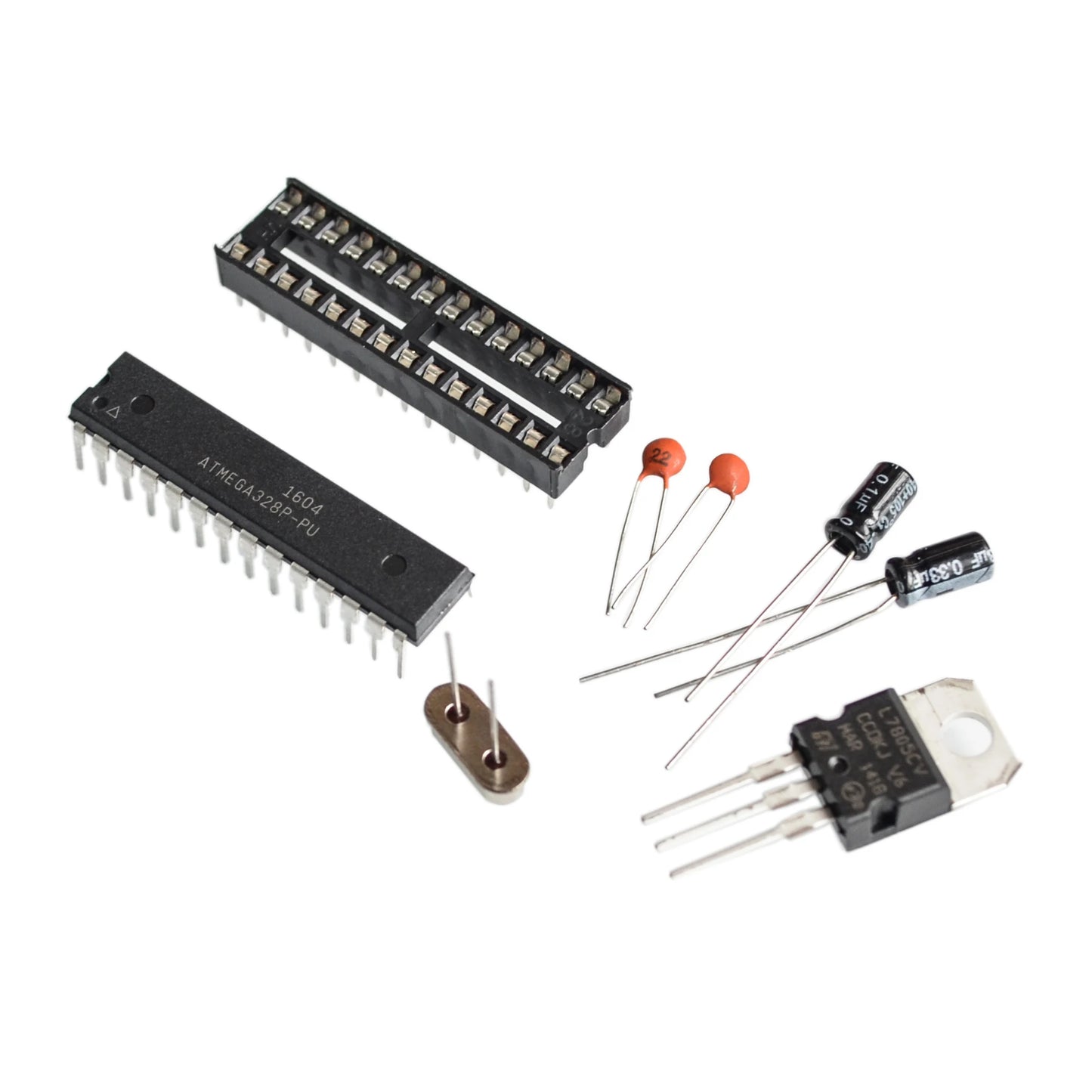 Custom ATMEGA328P-PU without for arduino BOOTLOADER + DIP Socket & 16MHz crystal Kit