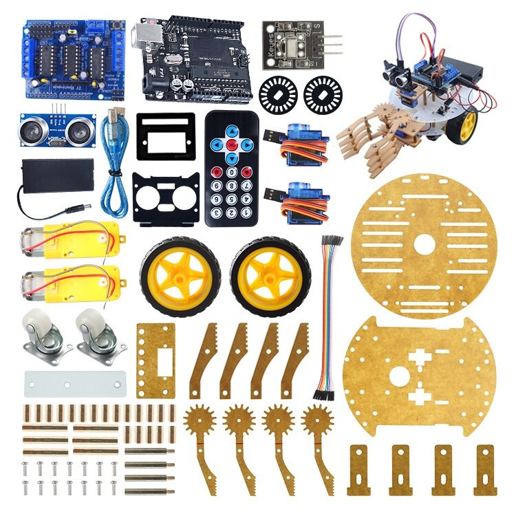 Arduino Intelligent Robot Car Kit Mechanical Arm Remote Control Grab Car Kit