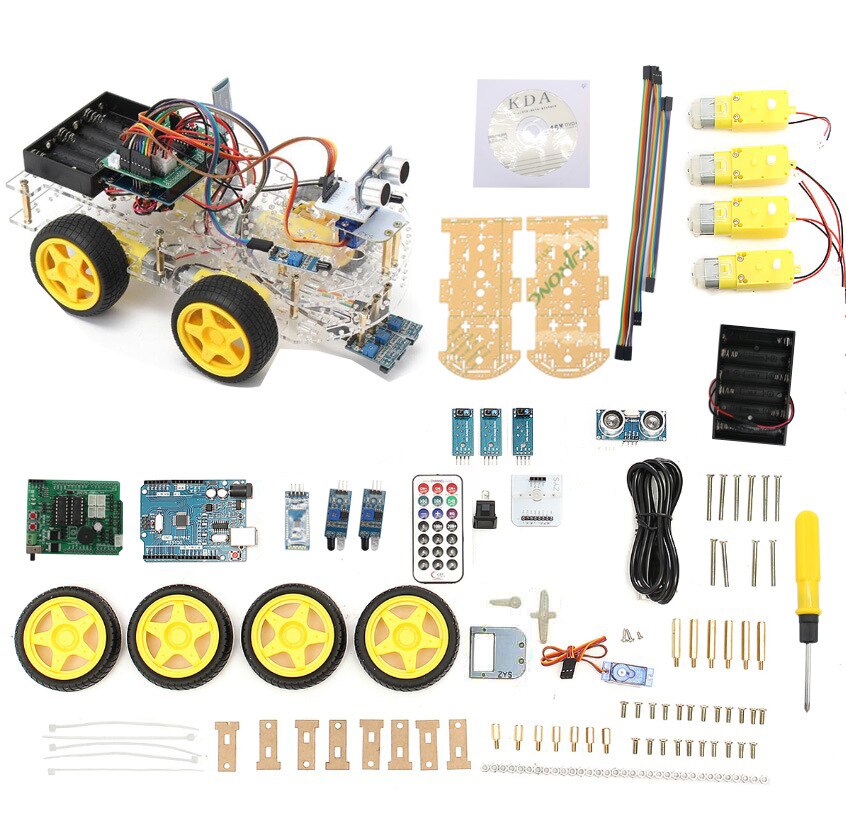 Arduino Smart Car Kit Arduino Bluetooth Tracking Ultrasonic Obstacle Avoidance Programmable Robot