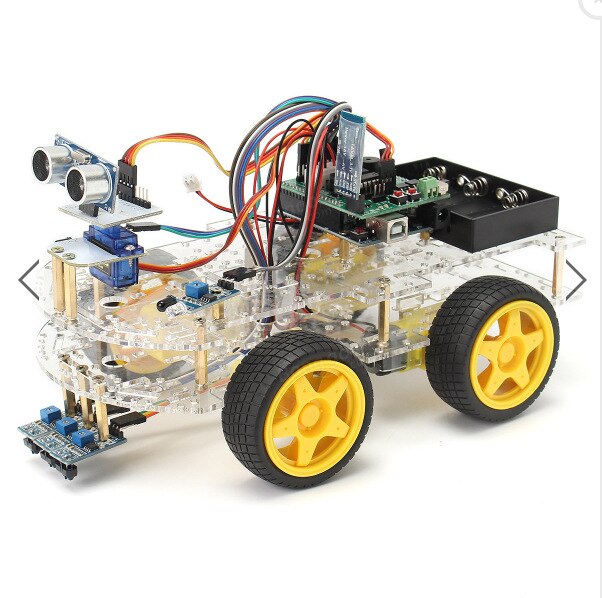 Arduino Smart Car Kit Arduino Bluetooth Tracking Ultrasonic Obstacle Avoidance Programmable Robot