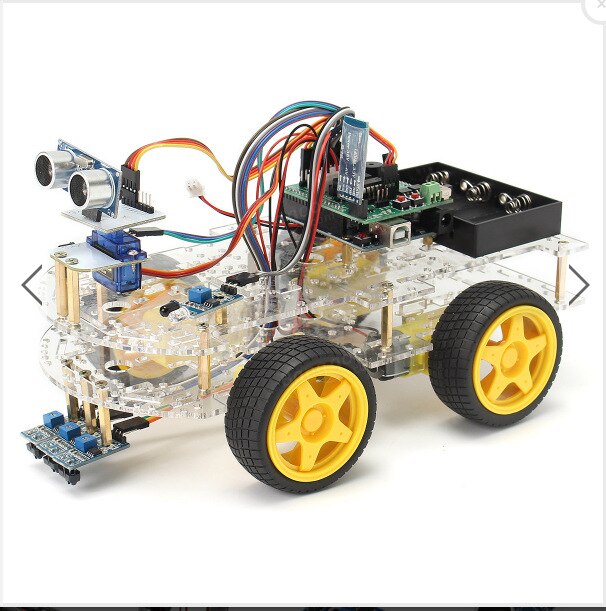 Arduino Smart Car Kit Arduino Bluetooth Tracking Ultrasonic Obstacle Avoidance Programmable Robot