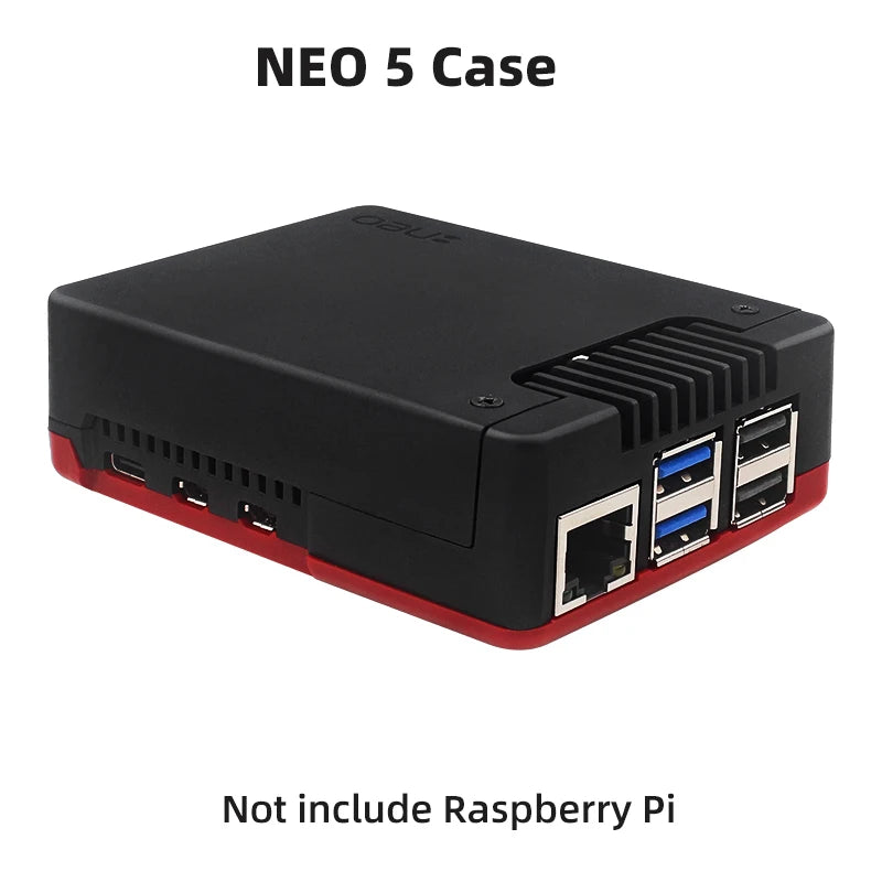Custom NEO 5 BRED Case for     Pi 5 Aluminm Case Built-in PWN Fan Passive Cooling Fins Exhaust Vent for RPI 5 Pi5  Shell