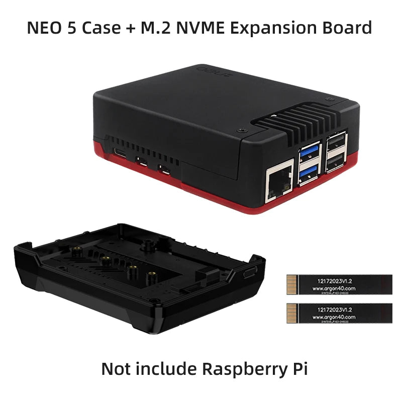 Custom NEO 5 BRED Case for     Pi 5 Aluminm Case Built-in PWN Fan Passive Cooling Fins Exhaust Vent for RPI 5 Pi5  Shell