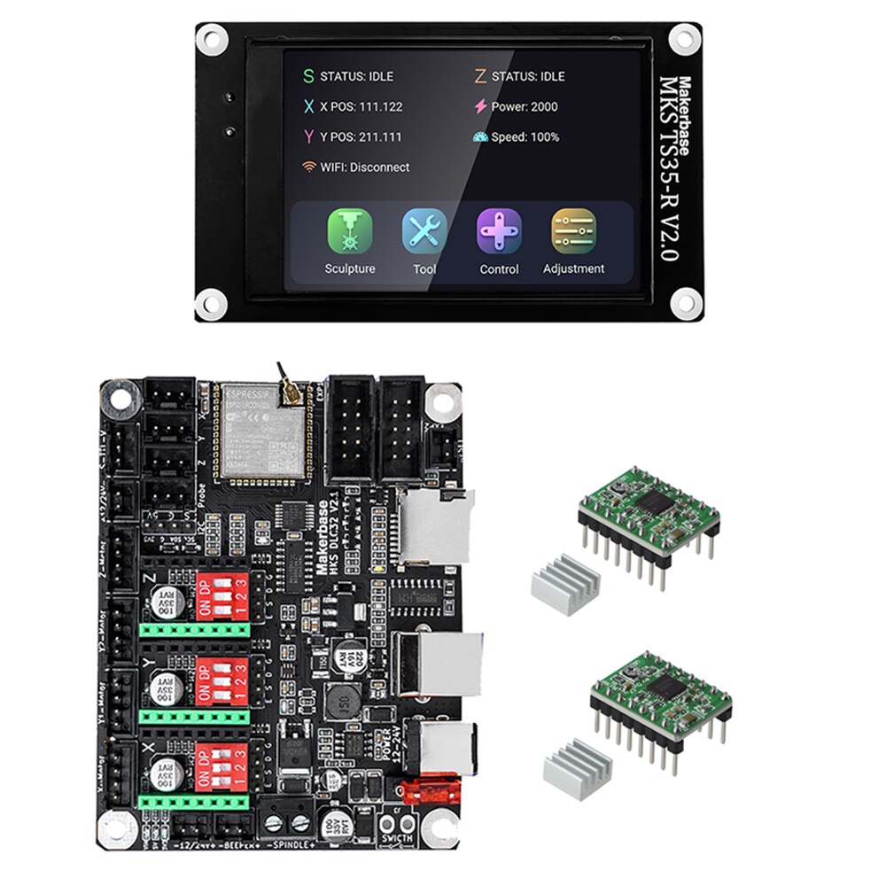 Custom CNC Laser Engraving Machine Offline Control   MKS TS24/TS35-R LCD Touch Screen For MKS DLC32 V2.1 Motherboard ESP32 Wifi