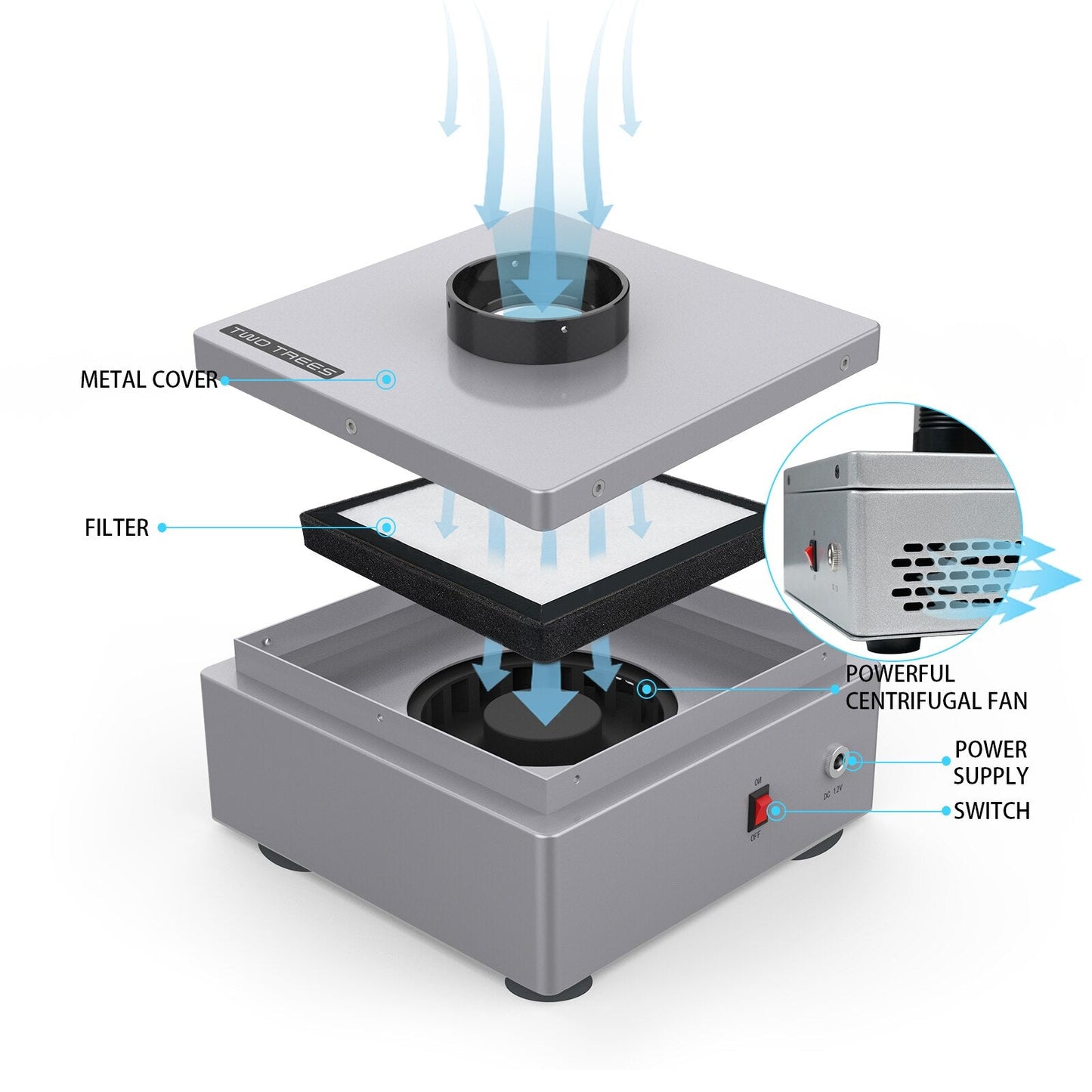 Co2 Laser Engraving Machine Fume Extractor TT-P1 Smoke Purifier For CNC Laser Engraver Filter Dust Purification System customize