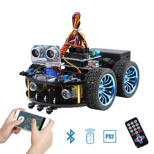 Compatible with Arduino Smart Car Robot Kit Tracking Obstacle Avoidance Remote Control Bluetooth App