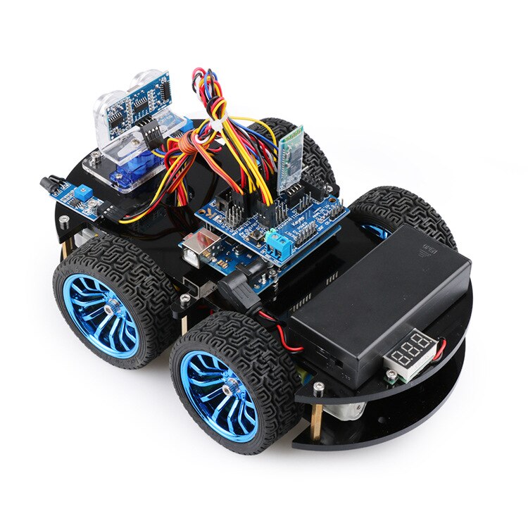 Compatible with Arduino Smart Car Robot Kit Tracking Obstacle Avoidance Remote Control Bluetooth App