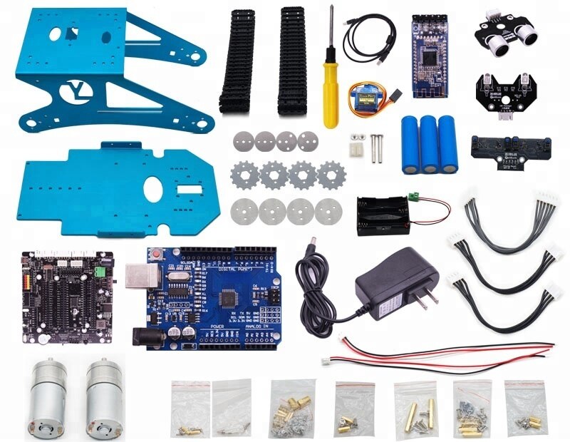 Custom DIY G1 Educational Blue Tank Smart Robot Track Car Kit For Smartduino R3 With Link Tracking Module