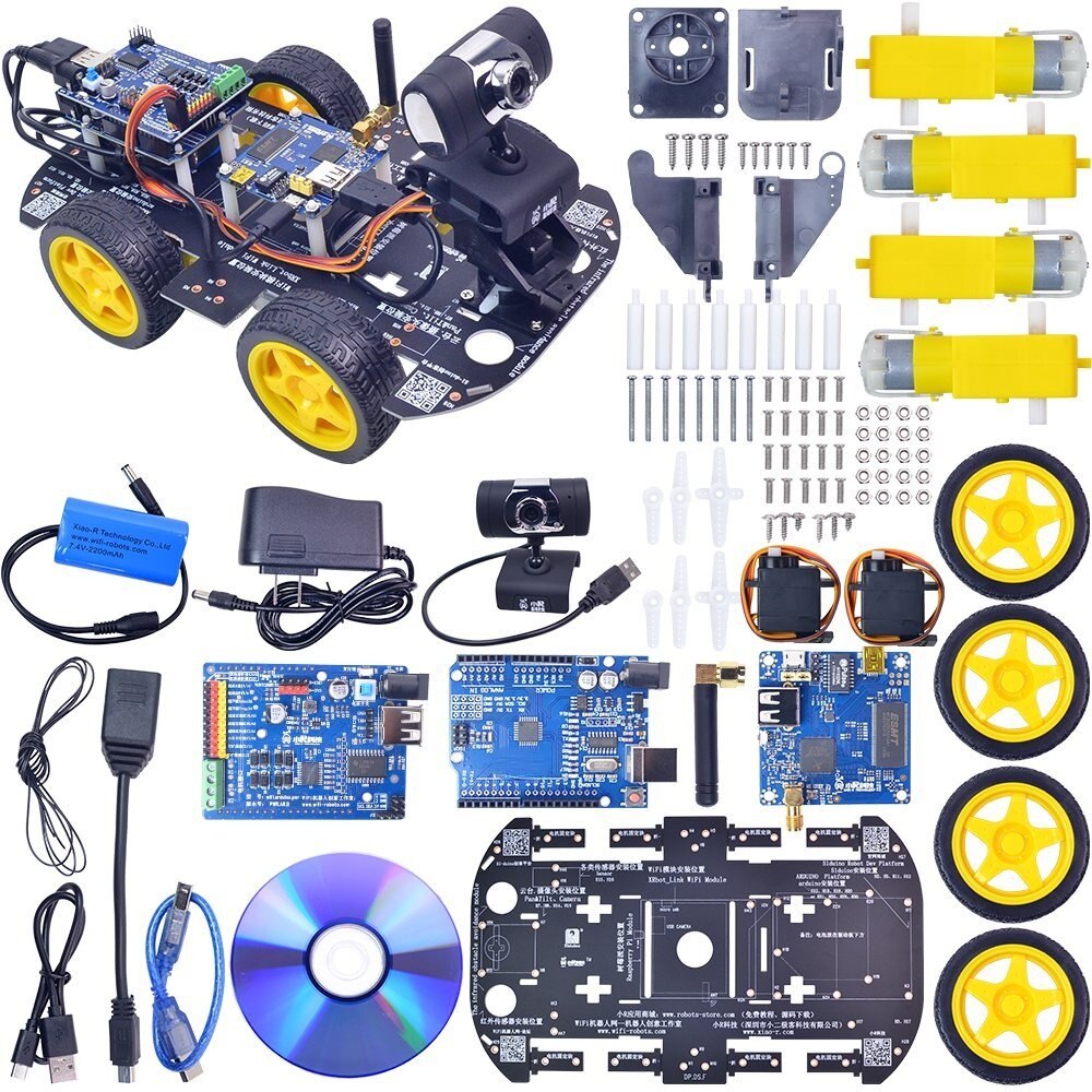 Custom DS WiFi Smart Robot Car Kit for Arduino ,Remote Control HD Camera FPV Robotics Learning & Electronic Toy