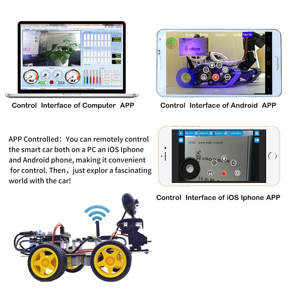 Custom DS WiFi Smart Robot Car Kit for Arduino ,Remote Control HD Camera FPV Robotics Learning & Electronic Toy